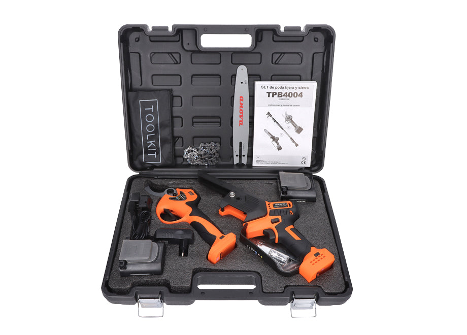 Set de poda ANOVA TPB4004: TIJERA 40MM + SIERRA 8" + PÉRTIGA 1,52,1M 21V ANOVA